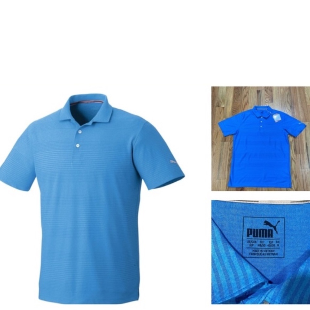 NEW PUMA men's Tricot Stripe polo shirt Blue S small